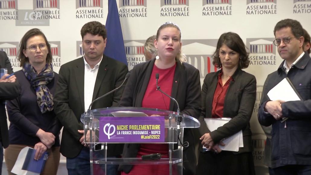 Mathilde Panot, présidente du groupe LFI-NUPES, le mardi 15 novembre en conférence de presse.