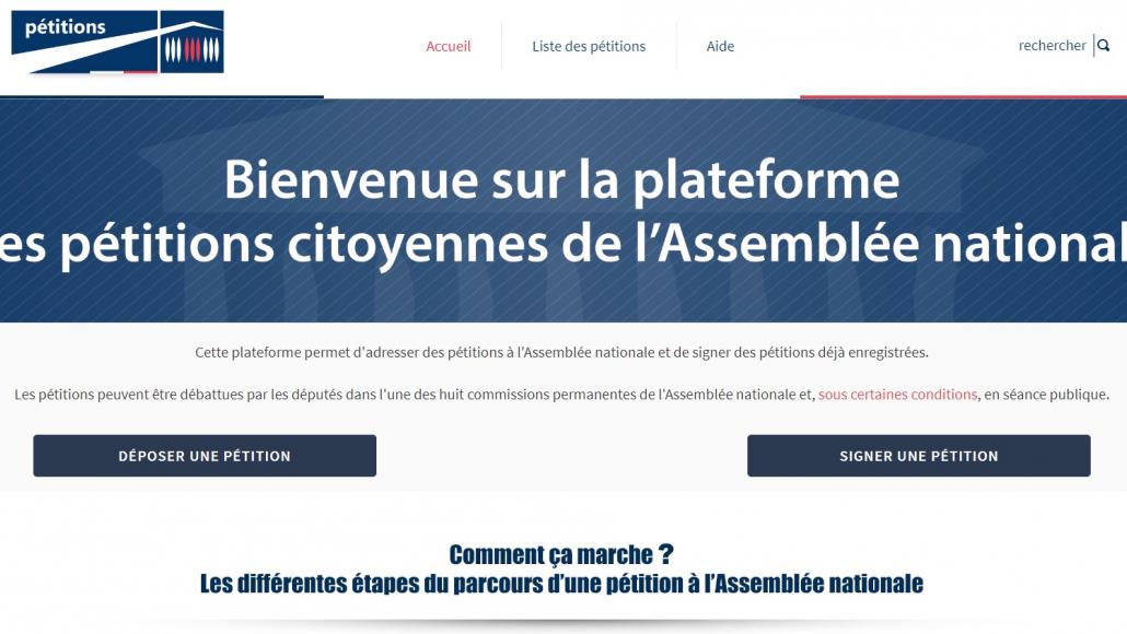 Plateforme des pétitions de l'Assemblée nationale