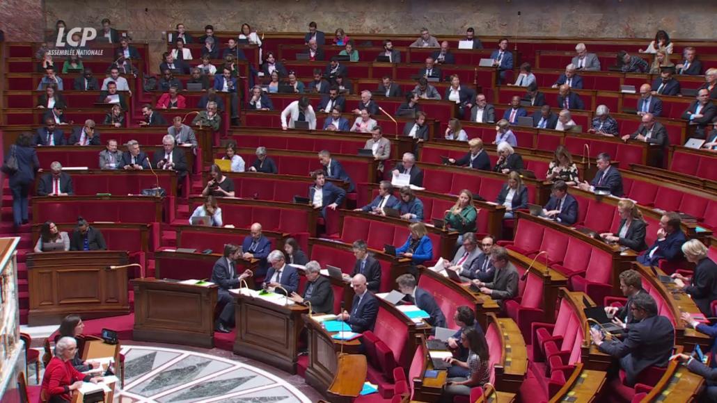 L'hémicycle de l'Assemblée nationale, jeudi 4 mai 2023.