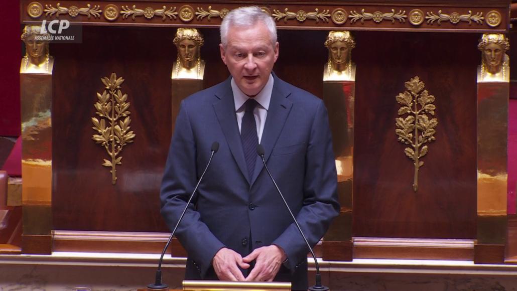 Le ministre de l'Economie Bruno Le Maire lors de la discussion générale du projet de loi "Industrie verte", le 17 juillet 2023 à l'Assemblée nationale.