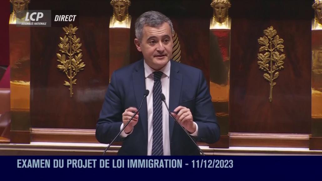 Gérald Darmanin, le 11 décembre 2023 à l'Assemblée nationale. LCP