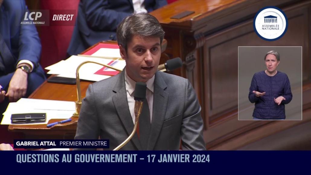 Gabriel Attal à l'Assemblée LCP 17/01/2024