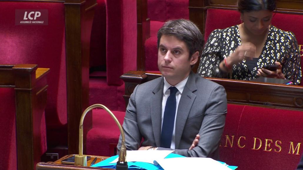 Le Premier ministre Gabriel Attal dans l'hémicycle, le 5 février 2024.