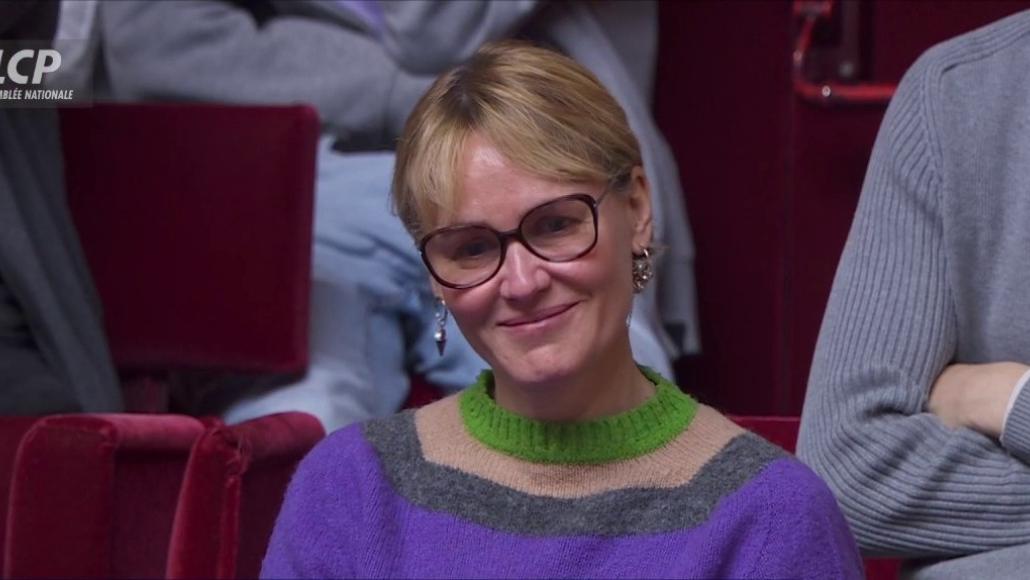 Judith Godrèche dans l'hémicycle de l'Assemblée nationale, le 2 mai 2024.