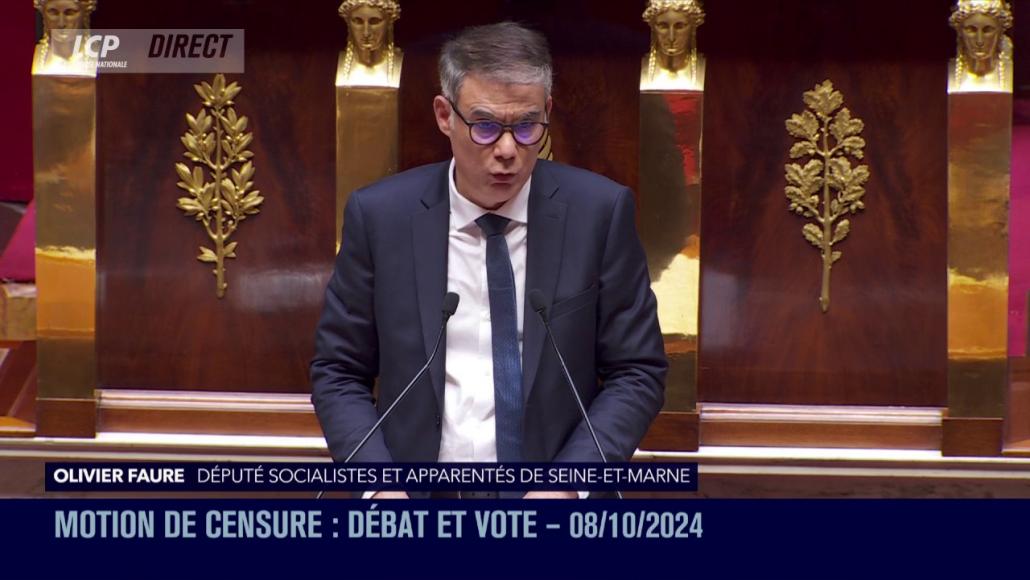 Le député socialiste Olivier Faure à l'Assemblée nationale, le 8 octobre 2024.