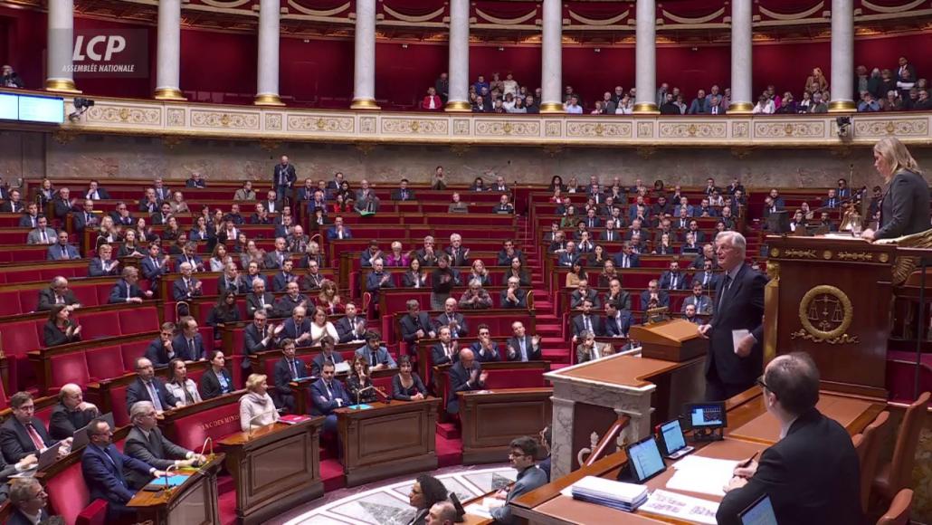 Hémicycle de l'Assemblée nationale, le 2 décembre 2024