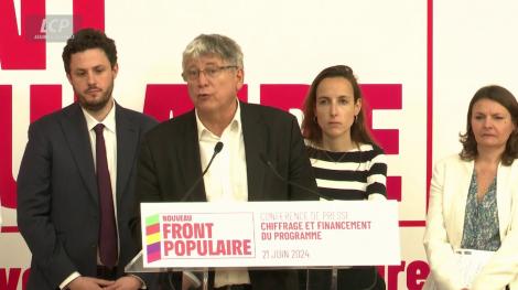 Eric Coquerel lors de la conférence de presse de chiffrage du programme du Nouveau Front populaire, le 21 juin 2024